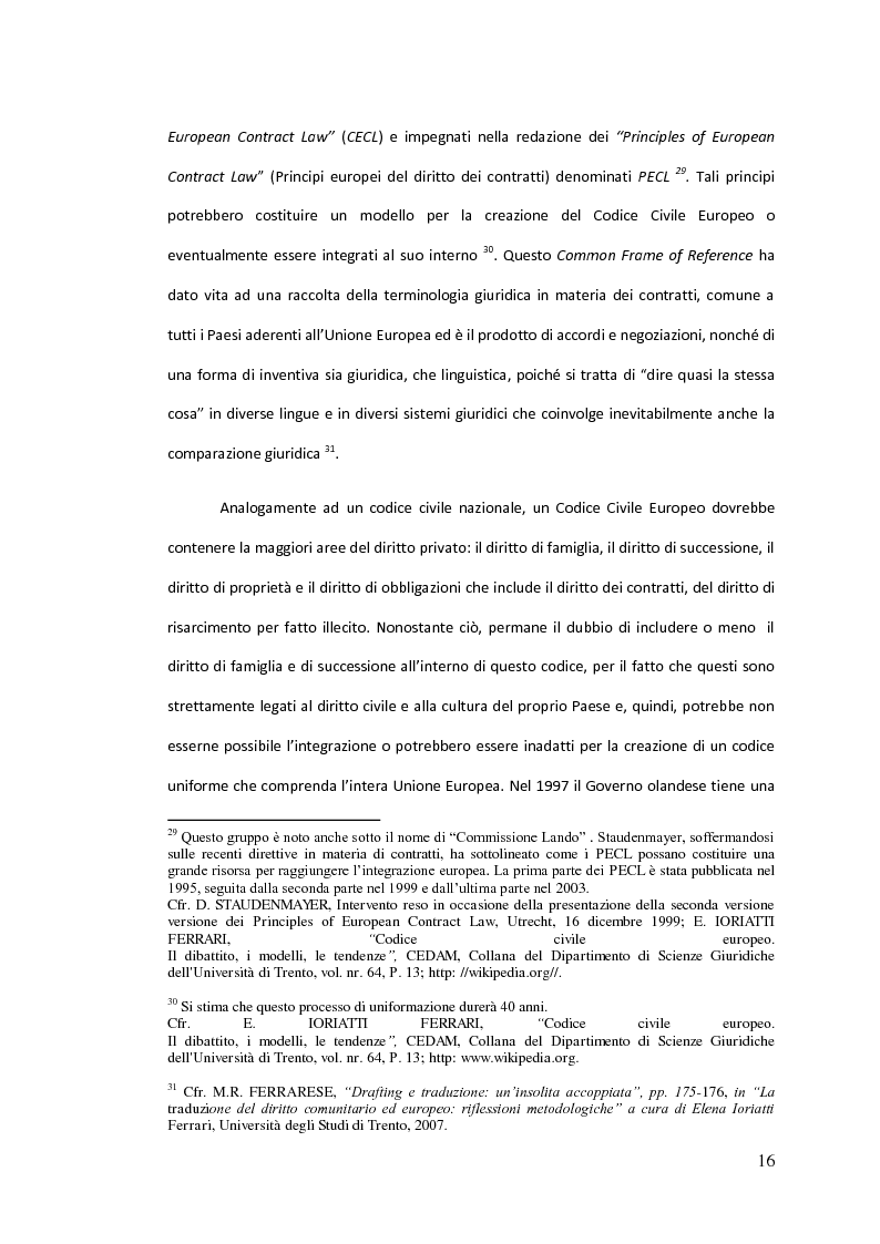 Anteprima della tesi: Traduzione commentata di alcuni passi tratti dagli studi compiuti su un Codice Civile Europeo, Pagina 11
