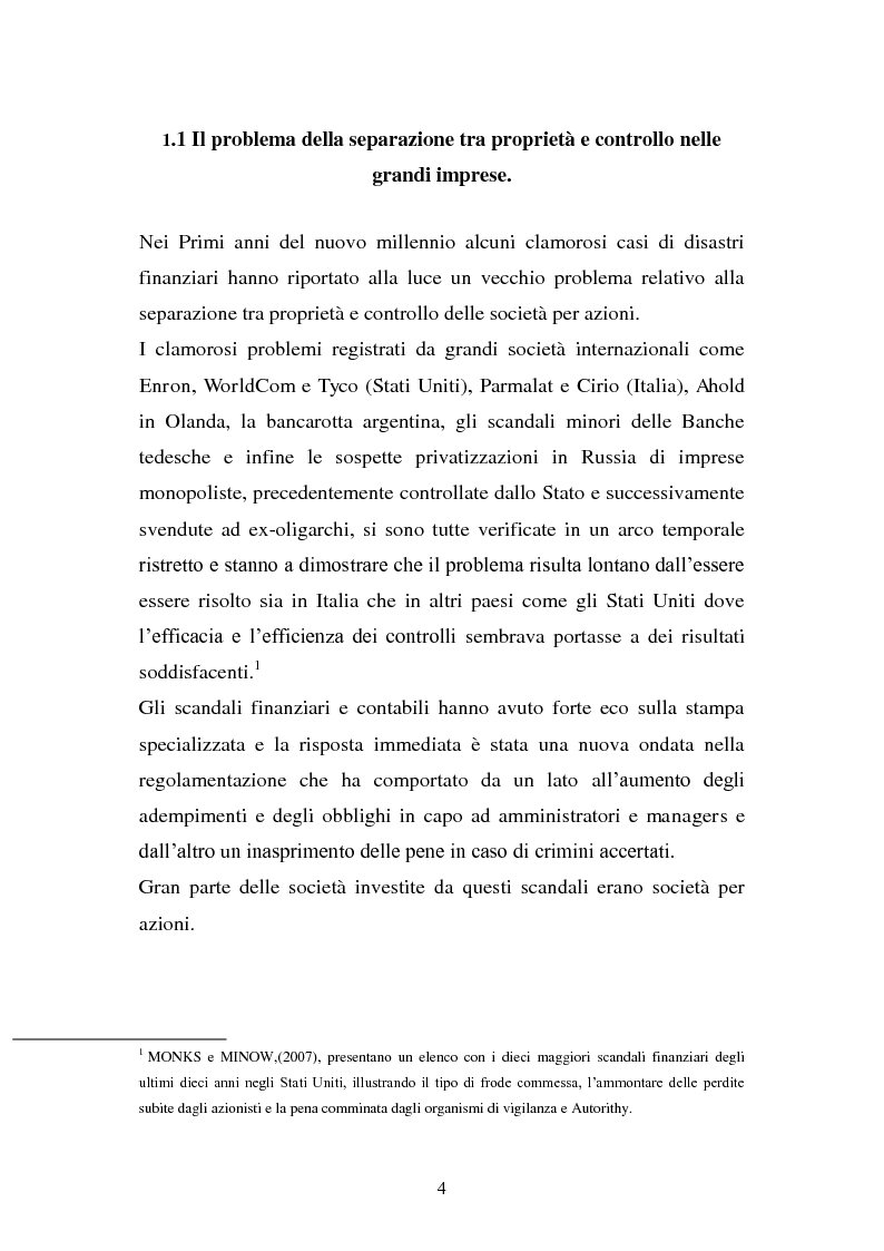 Anteprima della tesi: La separazione tra proprietà e controllo. Il caso Enron., Pagina 5