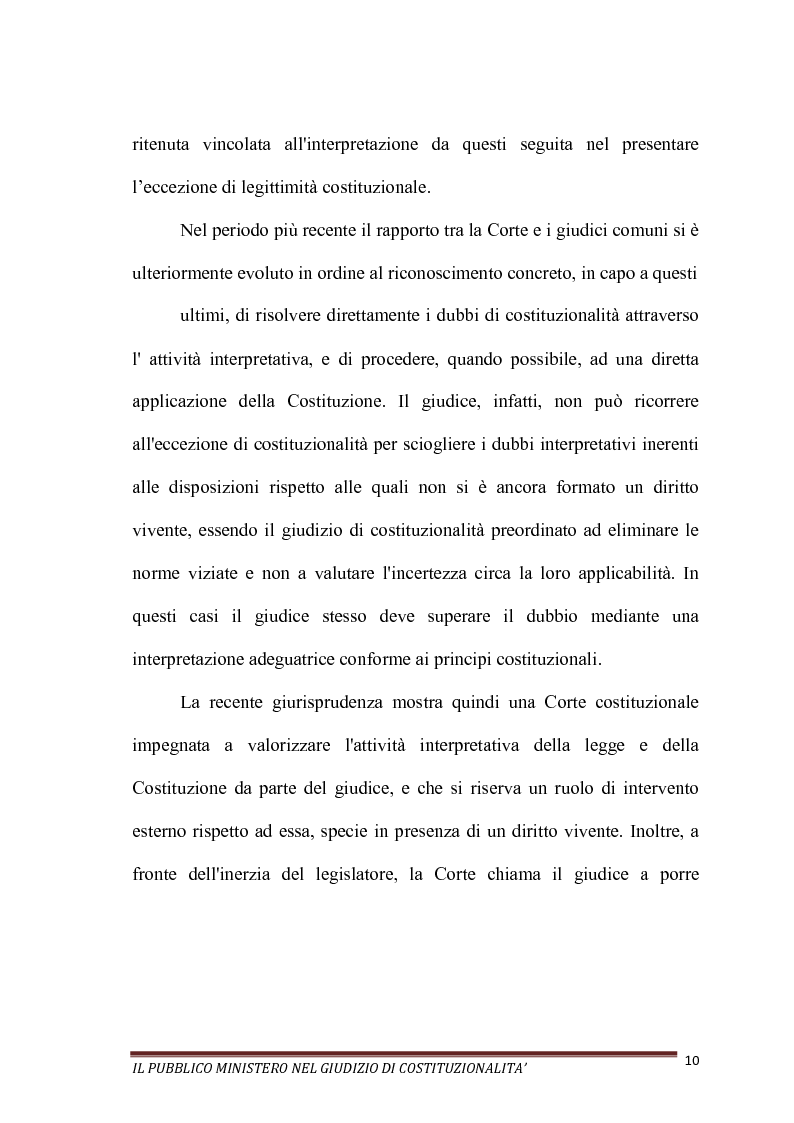 Anteprima della tesi: Il Pubblico Ministero nel giudizio di costituzionalità, Pagina 10