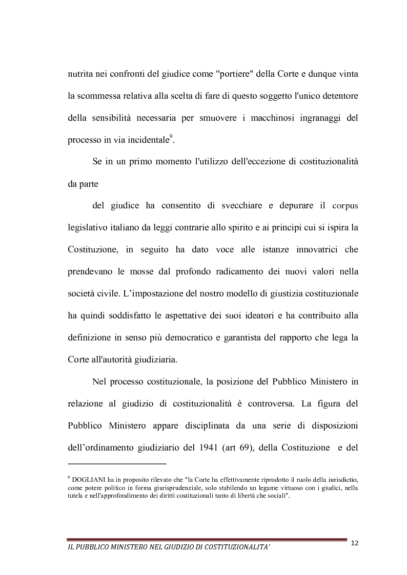 Anteprima della tesi: Il Pubblico Ministero nel giudizio di costituzionalità, Pagina 12