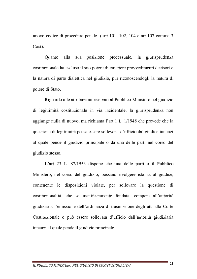 Anteprima della tesi: Il Pubblico Ministero nel giudizio di costituzionalità, Pagina 13