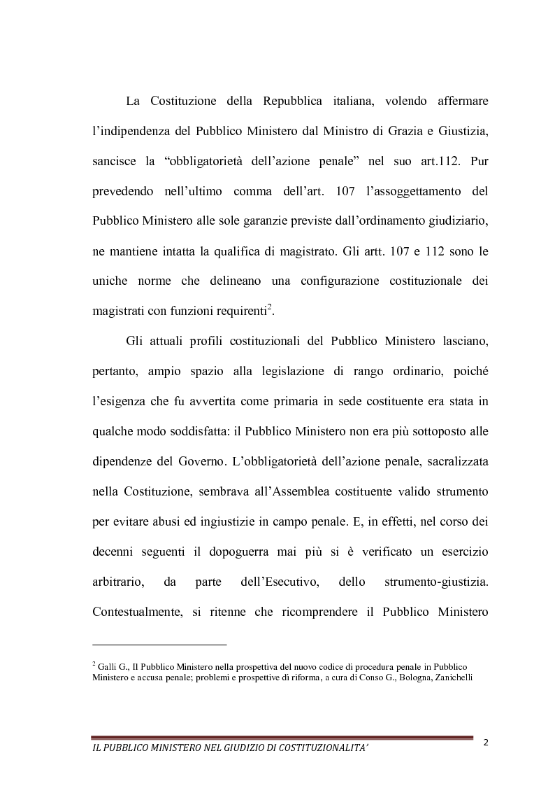 Anteprima della tesi: Il Pubblico Ministero nel giudizio di costituzionalità, Pagina 2