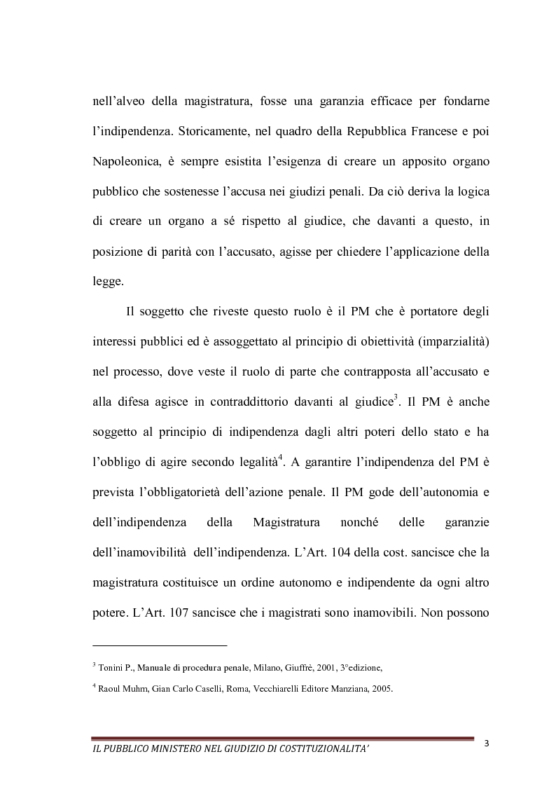 Anteprima della tesi: Il Pubblico Ministero nel giudizio di costituzionalità, Pagina 3