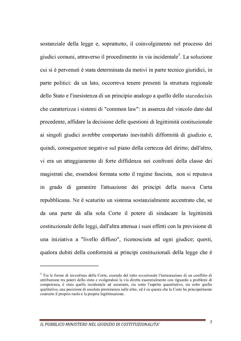 Anteprima della tesi: Il Pubblico Ministero nel giudizio di costituzionalità, Pagina 7