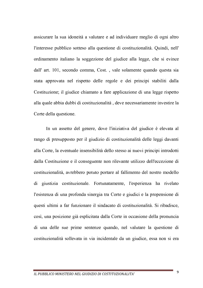Anteprima della tesi: Il Pubblico Ministero nel giudizio di costituzionalità, Pagina 9