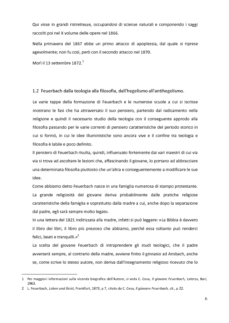 Anteprima della tesi: Teologia e antropologia nell'Essenza del cristianesimo di Ludwig Feuerbach, Pagina 3