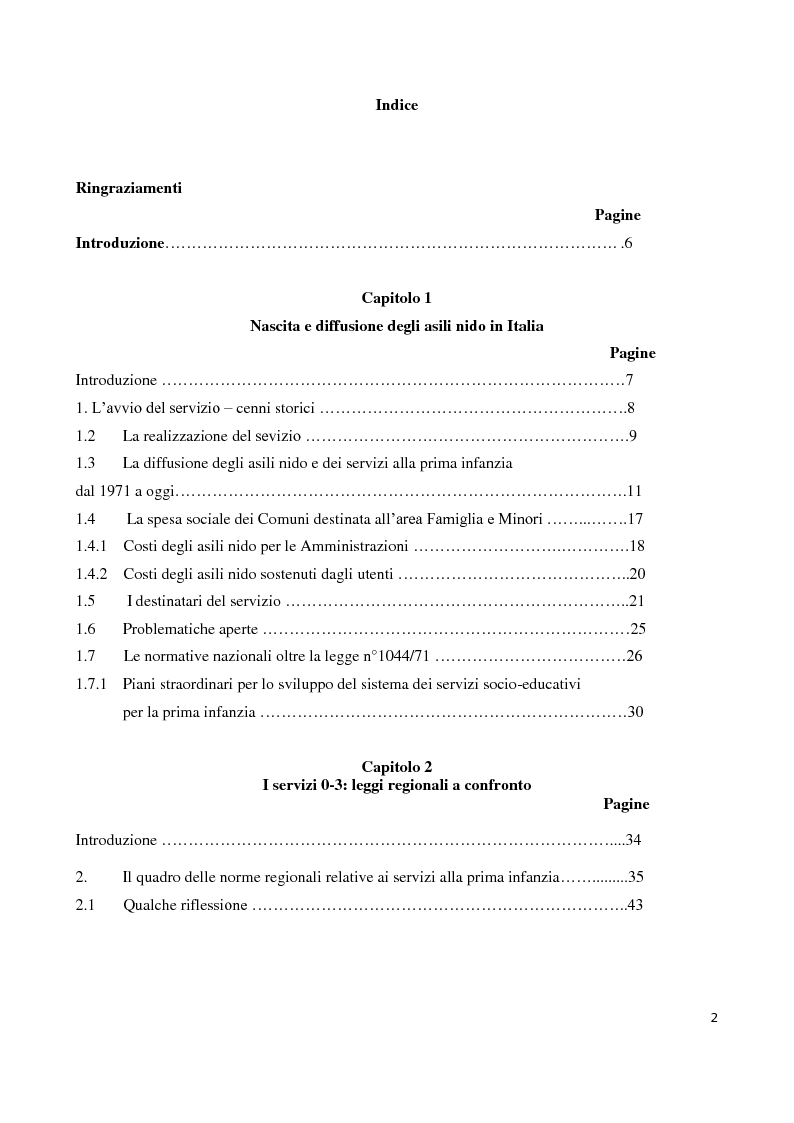 Indice della tesi: Servizi socioeducativi in Lombardia, Pagina 1