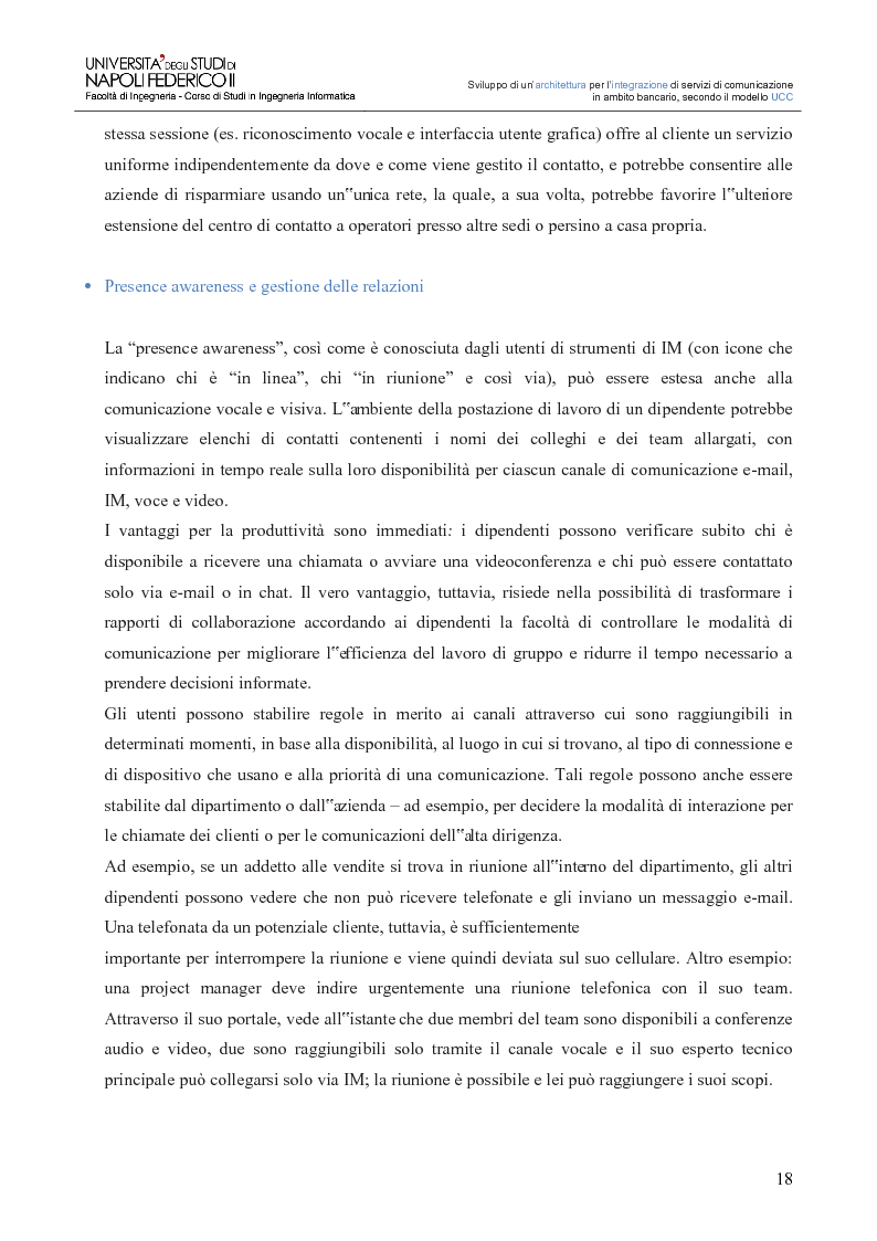 Anteprima della tesi: Sviluppo di un’architettura per l’integrazione di servizi di comunicazione in ambito bancario, secondo il modello UCC, Pagina 13