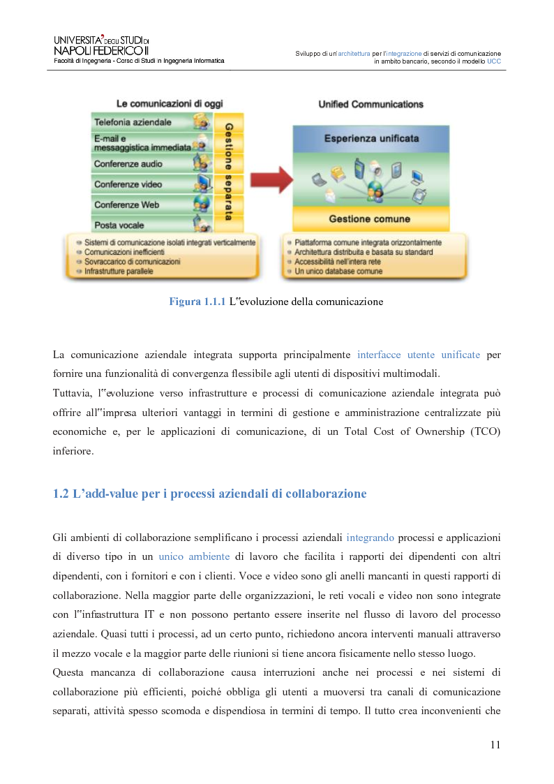 Anteprima della tesi: Sviluppo di un’architettura per l’integrazione di servizi di comunicazione in ambito bancario, secondo il modello UCC, Pagina 6
