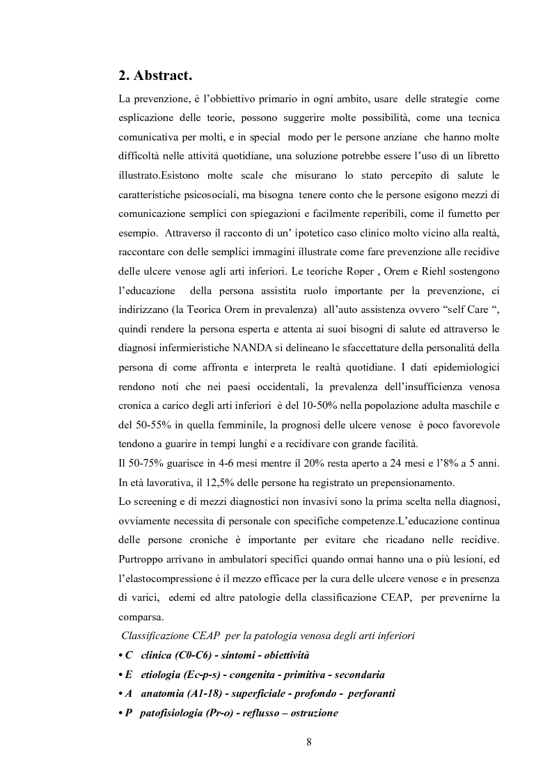 Anteprima della tesi: Elaborazione di una guida informativa illustrata a fumetti per educare le persone a prevenire le recidivedelle ulcere venose agli arti inferiori, Pagina 3