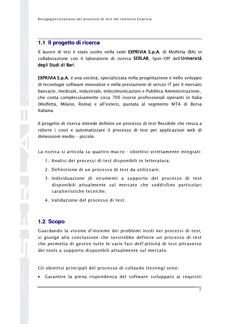 Anteprima della tesi: Reingegnerizzazione del processo di test nel contesto Exprivia, Pagina 2