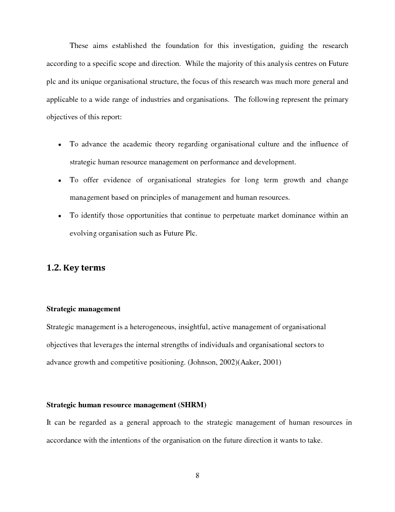 Anteprima della tesi: An Exploration of the Connection between Human Resource Management and Organizational Culture to Enable Business Success and Growth in the UK Magazine Publishing Industry - A Case Study of Future Plc, Pagina 3