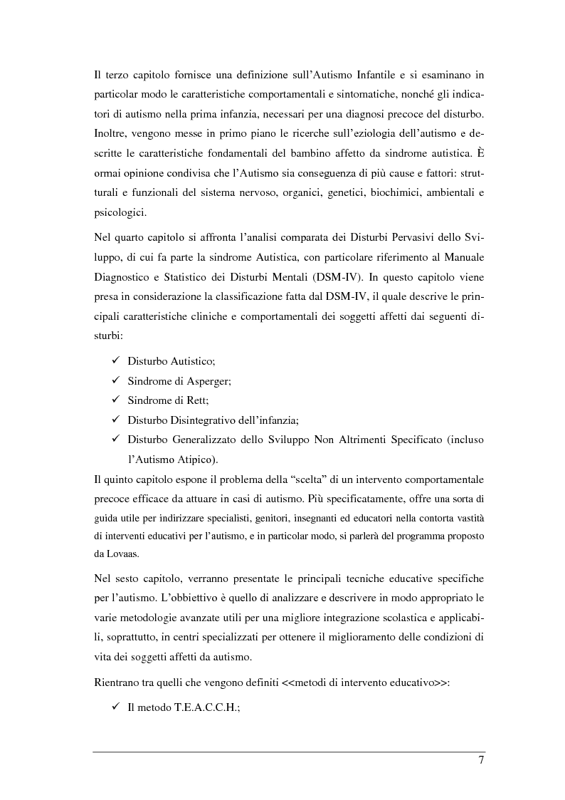 Anteprima della tesi: L'autismo infantile: intervento comportamentale precoce e integrazione scolastica per il bambino autistico e/o con disturbo pervasivo dello sviluppo, Pagina 3