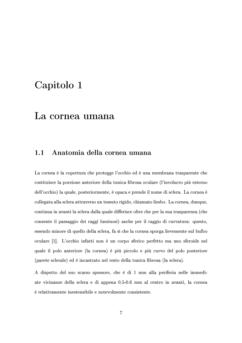 Anteprima della tesi: Un modello numerico per il comportamento meccanico della cornea affetta da cheratocono, Pagina 3