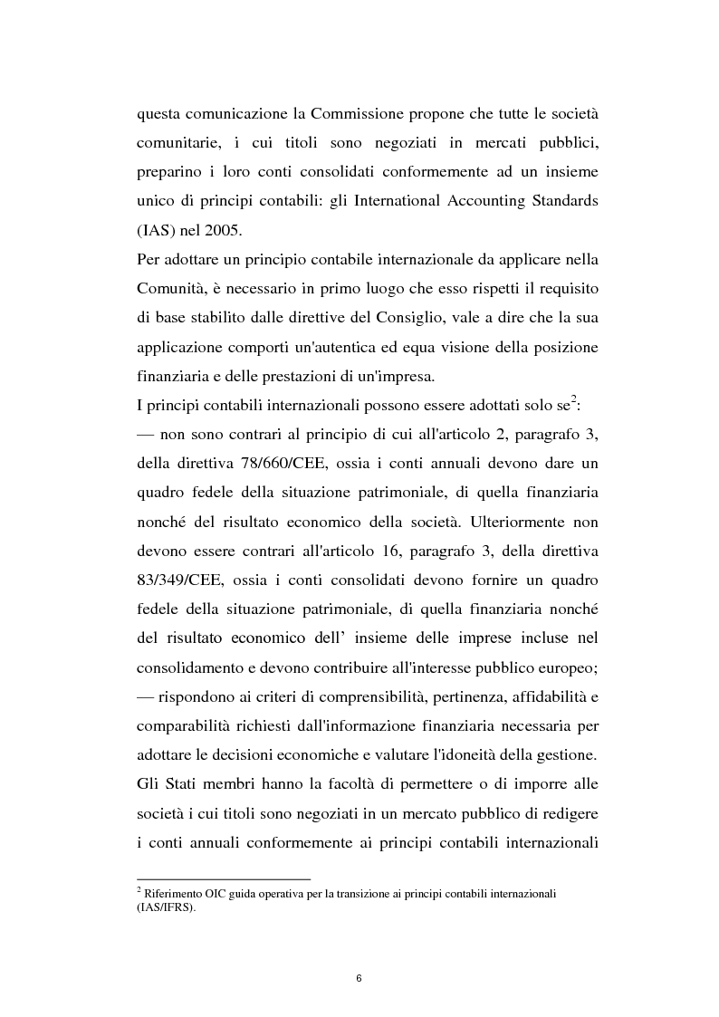 Anteprima della tesi: La prima adozione degli IAS/IFRS, Pagina 6