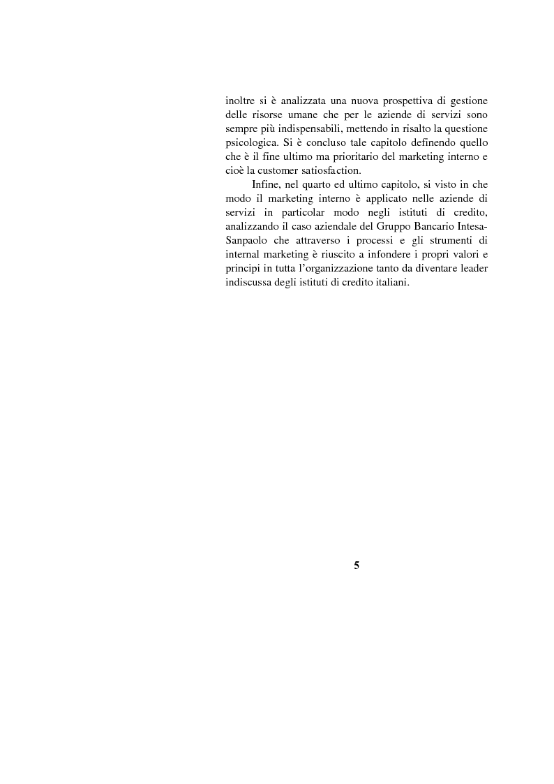 Anteprima della tesi: Il marketing interno nelle aziende di servizi: il caso Banca Intesa-Sanpaolo, Pagina 3