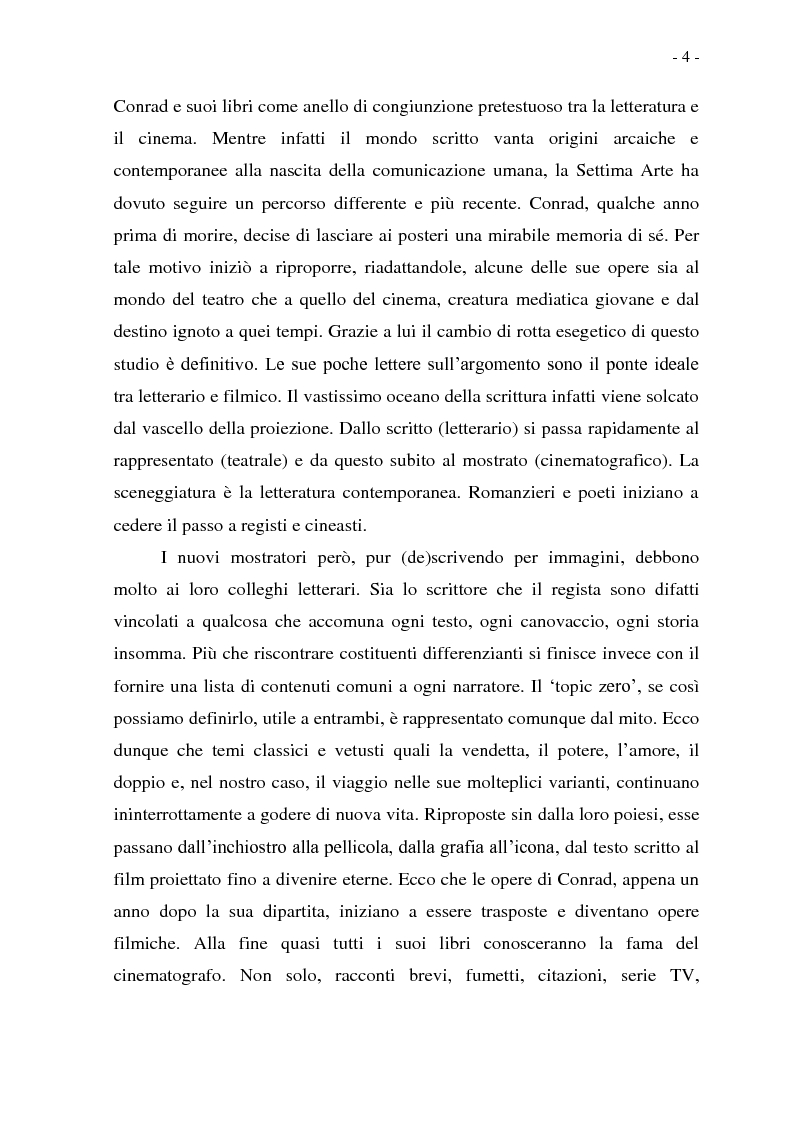 Anteprima della tesi: Joseph Conrad e il Mito del Viaggio. Nostromo e Heart of Darkness tra letteratura e cinema, Pagina 4