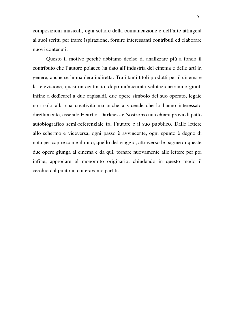 Anteprima della tesi: Joseph Conrad e il Mito del Viaggio. Nostromo e Heart of Darkness tra letteratura e cinema, Pagina 5