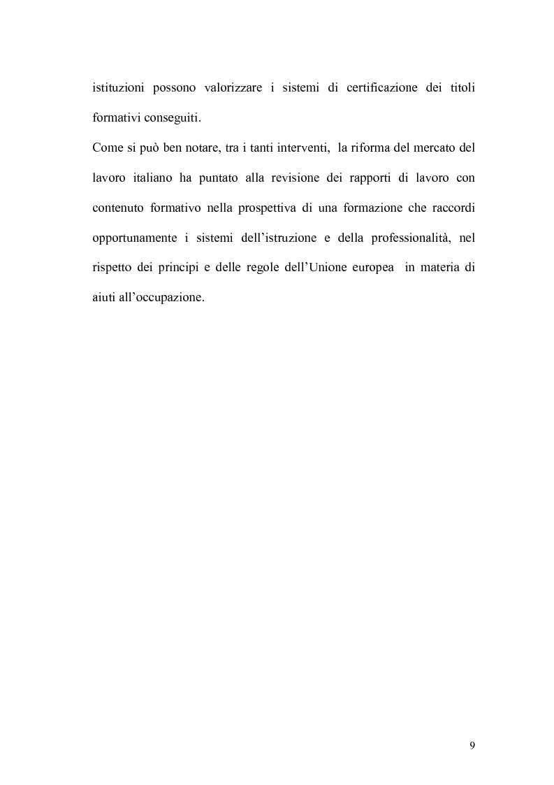 Anteprima della tesi: L'apprendistato nella legislazione nazionale e regionale, Pagina 8