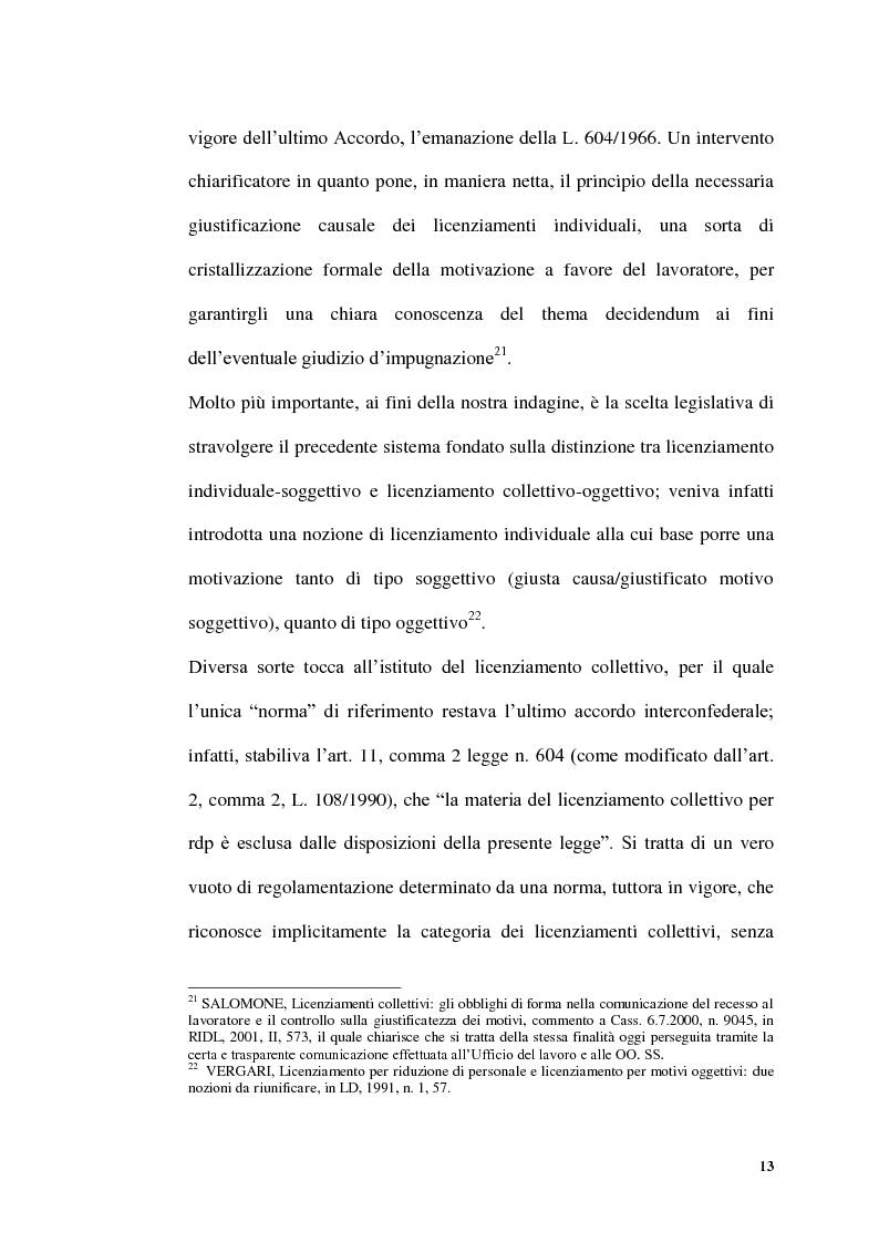Anteprima della tesi: Licenziamenti collettivi per riduzione di personale, Pagina 11