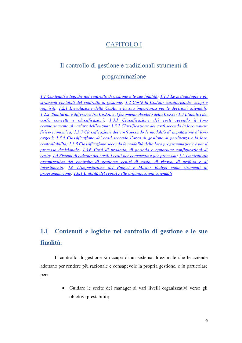 Anteprima della tesi: Il controllo di gestione e la misurazione della performance a supporto del cambiamento aziendale: dall'individuazione di problematiche alla ricerca di soluzioni, Pagina 3