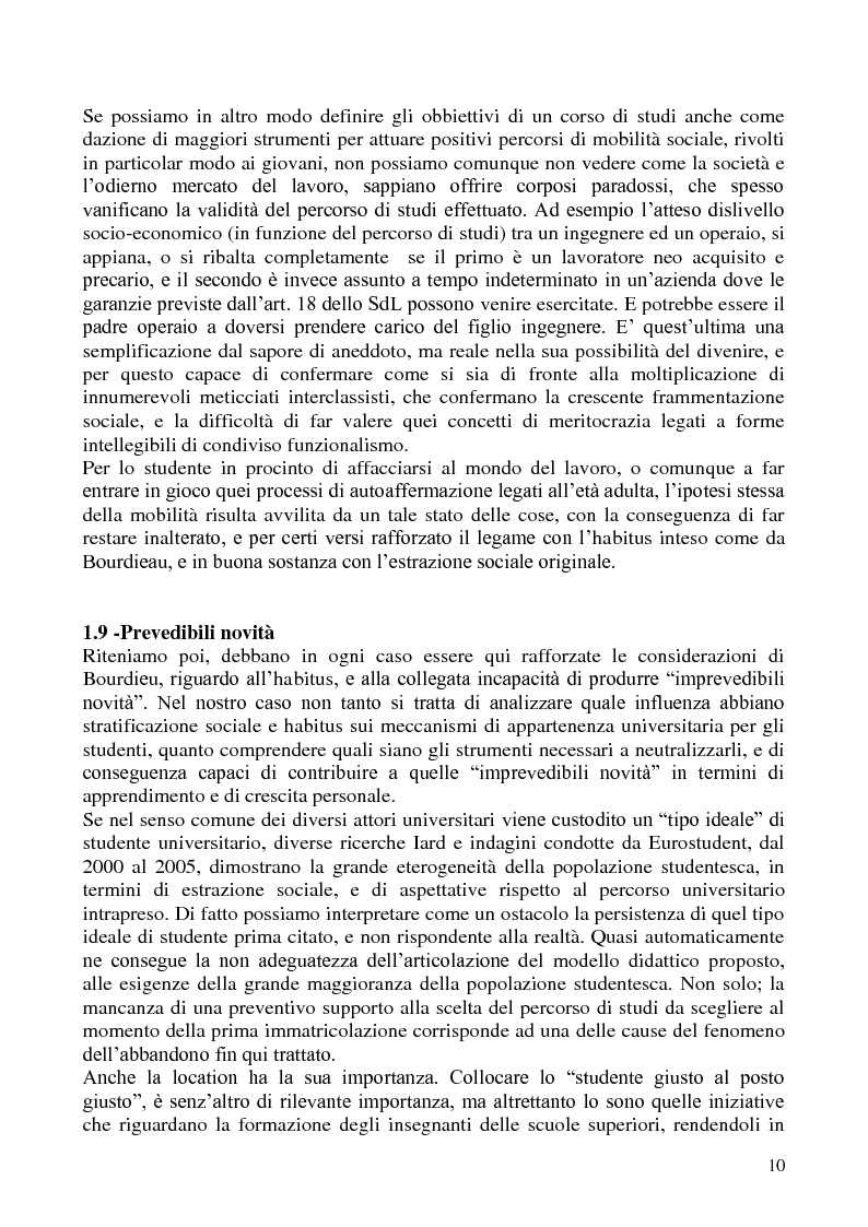 Estratto dalla tesi: L'abbandono universitario: una indagine su un campione di studenti di Scienze Politiche