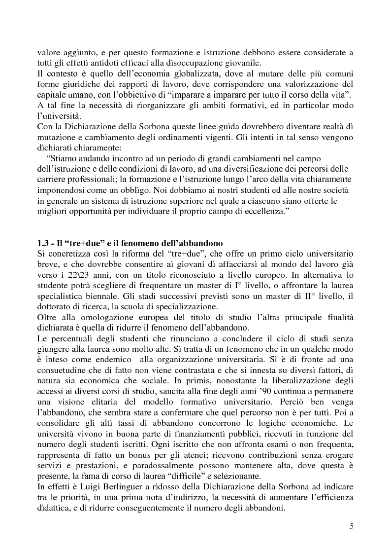 Anteprima della tesi: L'abbandono universitario: una indagine su un campione di studenti di Scienze Politiche, Pagina 2