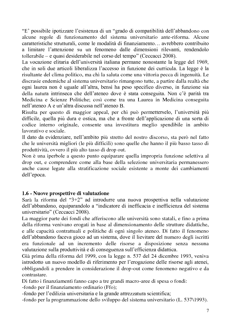 Anteprima della tesi: L'abbandono universitario: una indagine su un campione di studenti di Scienze Politiche, Pagina 4