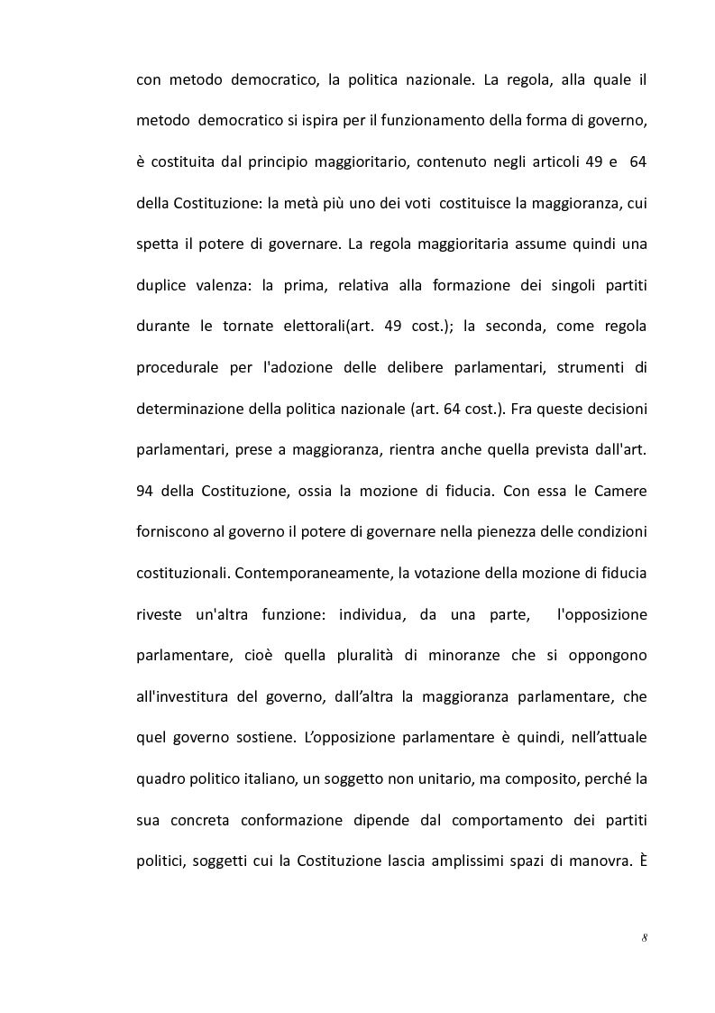 Anteprima della tesi: L'opposizione parlamentare nei Regolamenti delle Camere, Pagina 2