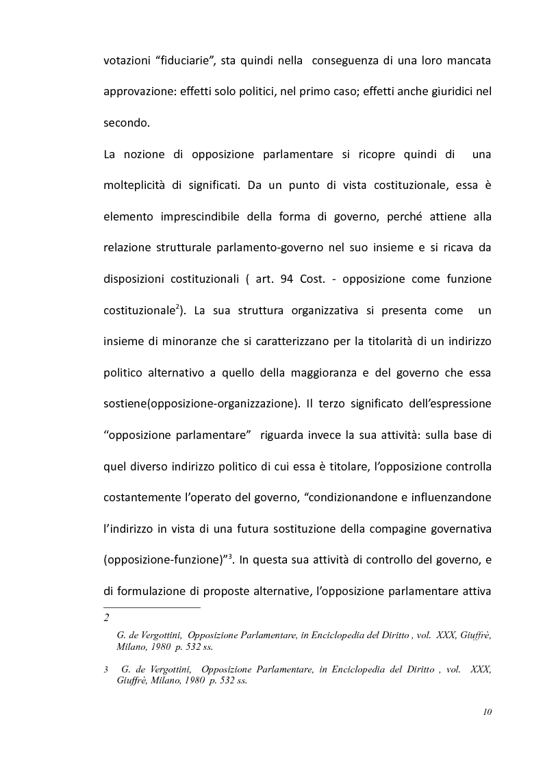 Anteprima della tesi: L'opposizione parlamentare nei Regolamenti delle Camere, Pagina 4