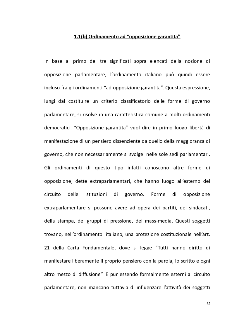Anteprima della tesi: L'opposizione parlamentare nei Regolamenti delle Camere, Pagina 6