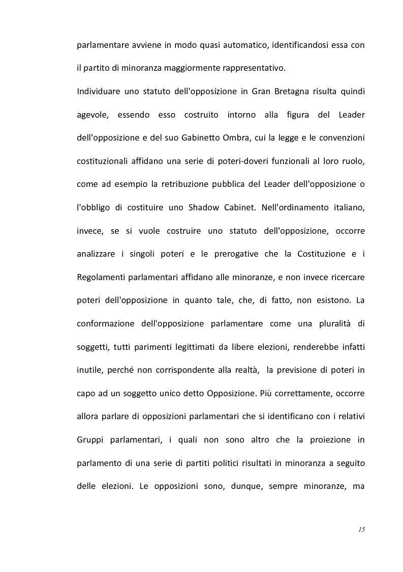 Anteprima della tesi: L'opposizione parlamentare nei Regolamenti delle Camere, Pagina 9