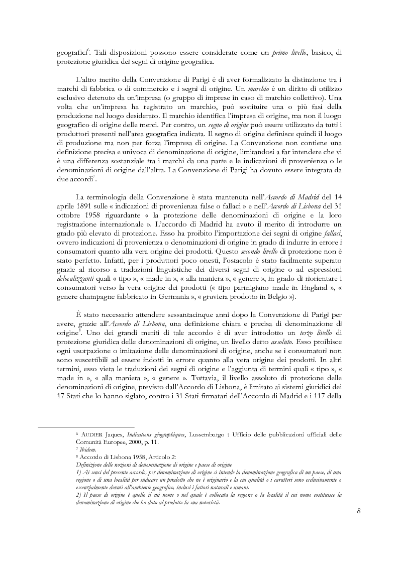 Anteprima della tesi: Denominazioni di origine e indicazioni geografiche: la protezione della proprietà intellettuale all'interno dell'Unione Europea e dell'Organizzazione Mondiale del Commercio, Pagina 4