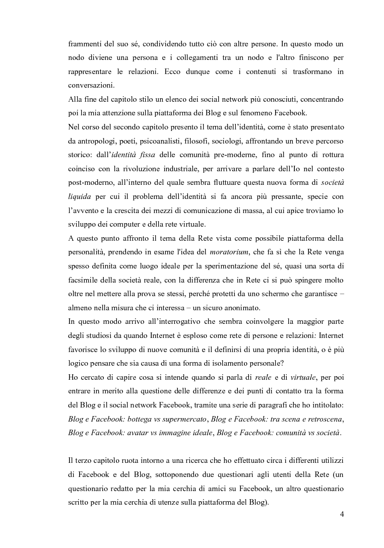 Anteprima della tesi: Blog e social network - Mediamorfosi dell'identità, Pagina 3