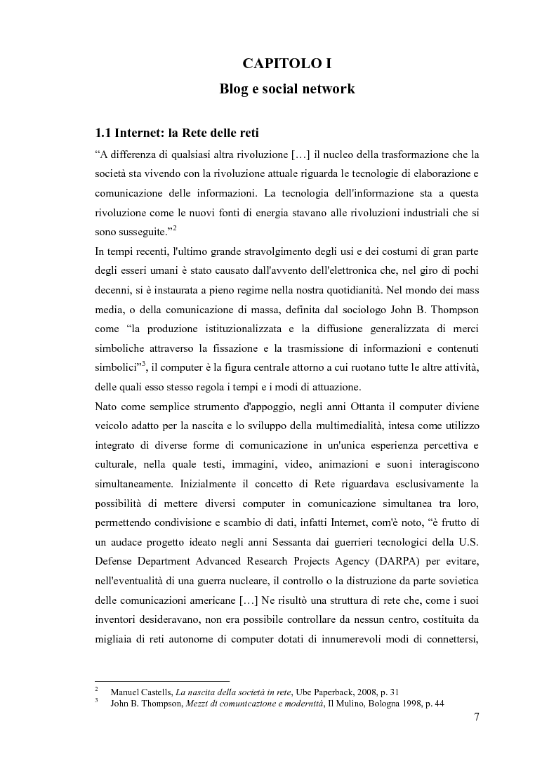 Anteprima della tesi: Blog e social network - Mediamorfosi dell'identità, Pagina 5
