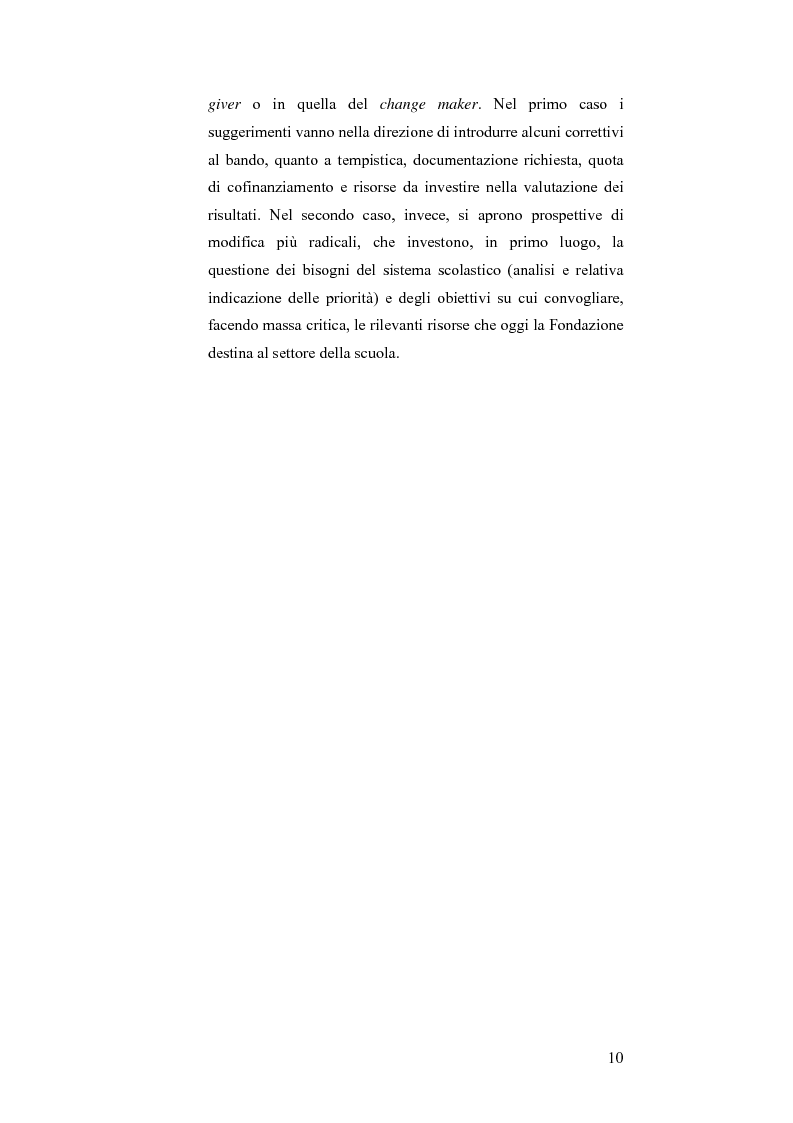 Anteprima della tesi: Il bando scuola 2006 della Fondazione Cassa di Risparmio di Modena: un esercizio di valutazione, Pagina 5