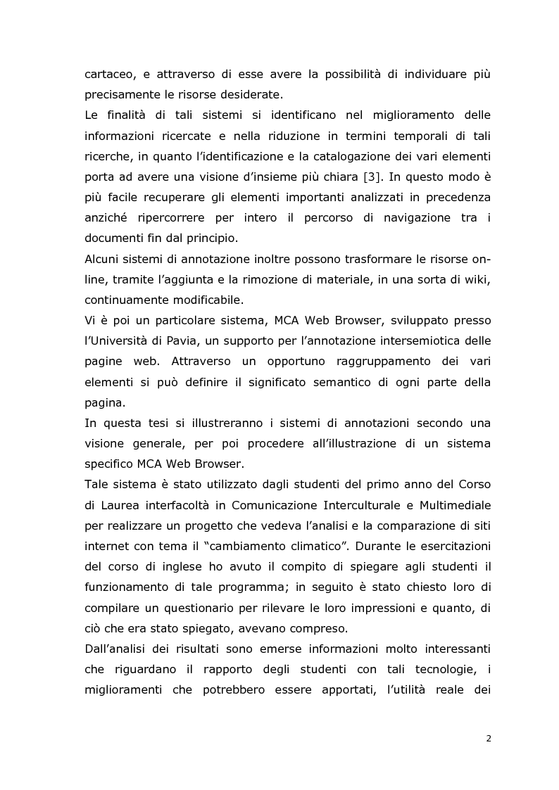 Anteprima della tesi: MCA Web Browser: indagine conoscitiva sulla valutazione di un sistema di supporto informatico agli studenti del corso CIM, Pagina 2