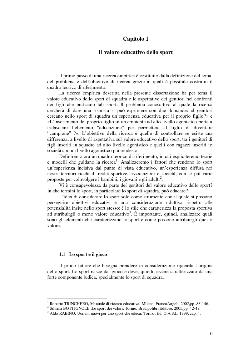 Anteprima della tesi: Il valore educativo dello sport - Una ricerca empirica, Pagina 2