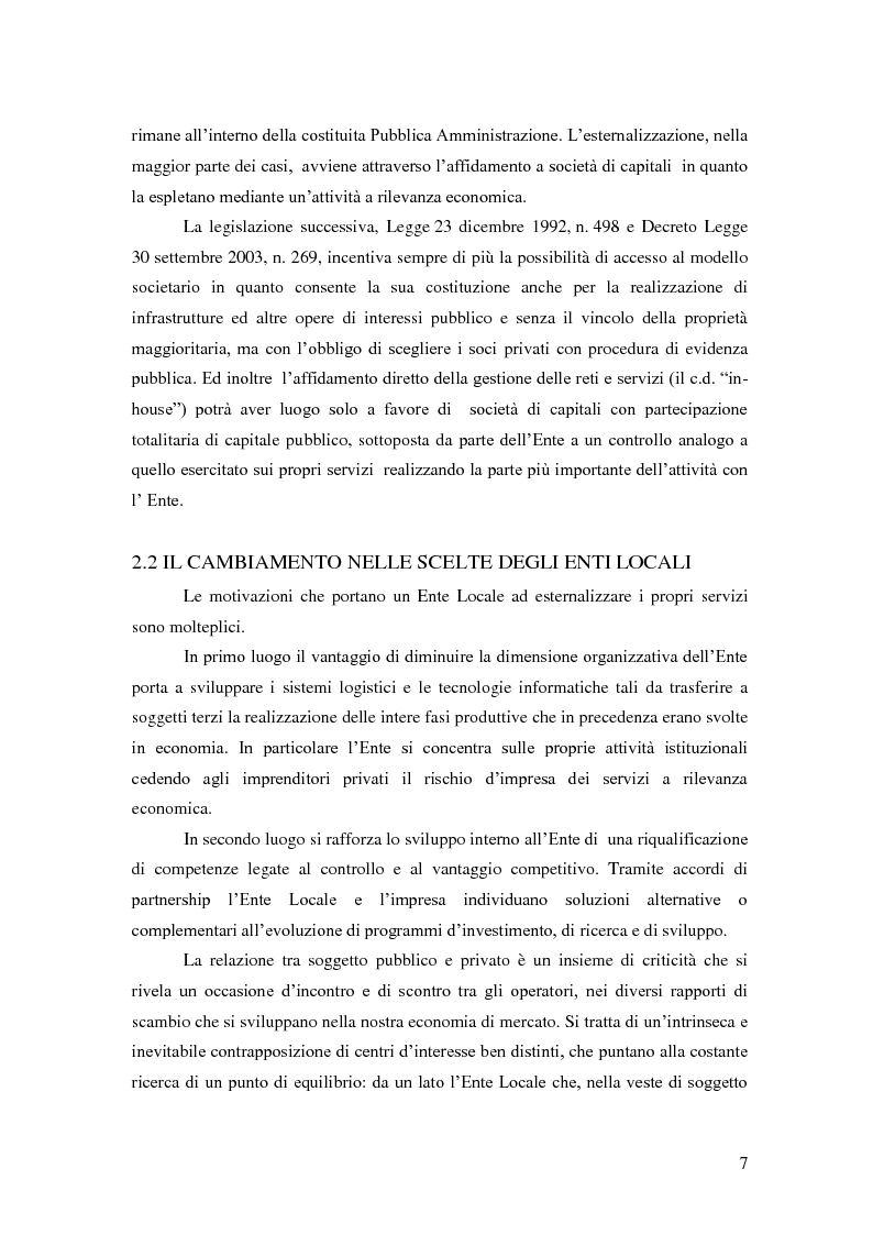 Anteprima della tesi: L'esternalizzazione del servizio pubblico locale - Gli effetti delle scelte sui bilanci pubblici e le valutazione dei risultati, Pagina 3