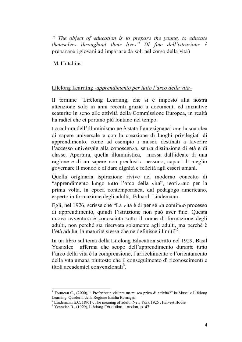 Anteprima della tesi: Una scuola nella prospettiva europea del lifelong learning. Il ruolo della dirigenza scolastica., Pagina 4