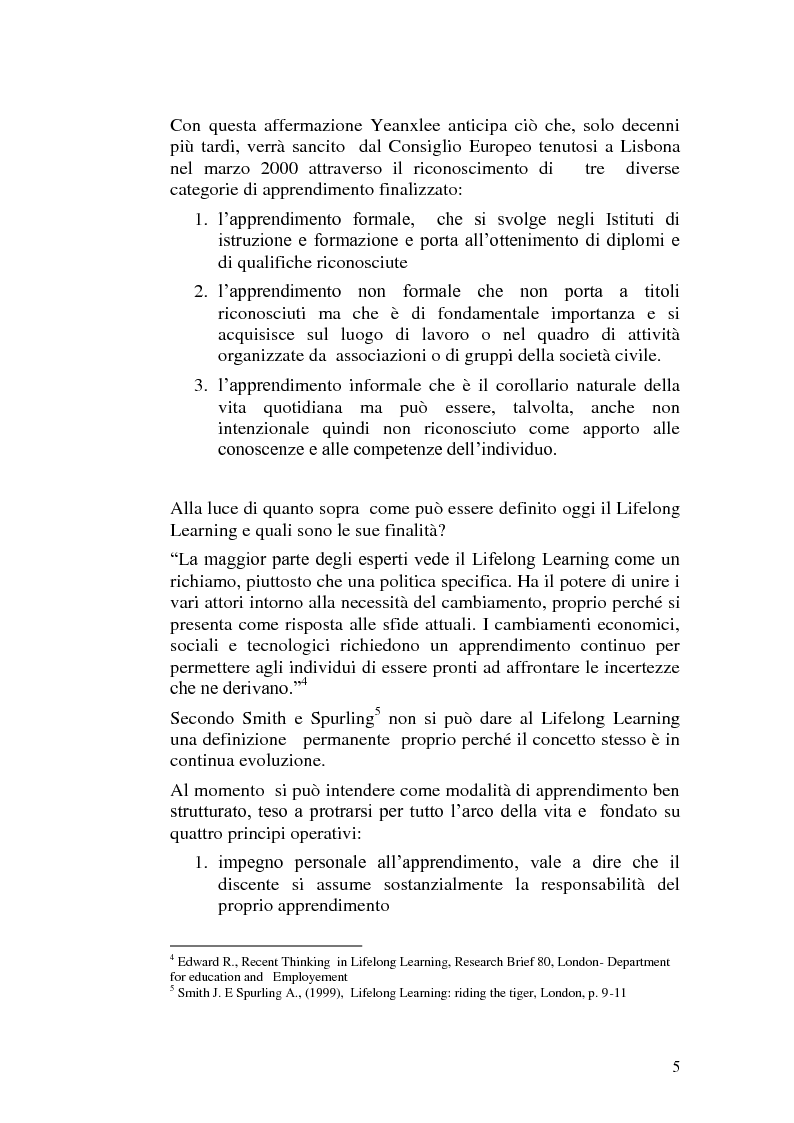 Anteprima della tesi: Una scuola nella prospettiva europea del lifelong learning. Il ruolo della dirigenza scolastica., Pagina 5