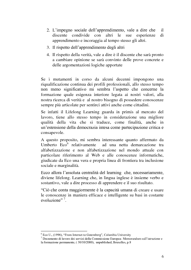 Anteprima della tesi: Una scuola nella prospettiva europea del lifelong learning. Il ruolo della dirigenza scolastica., Pagina 6