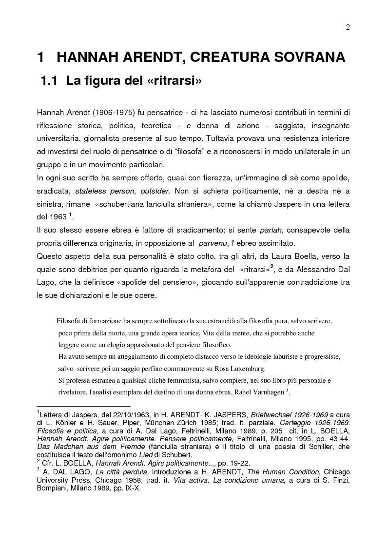 Anteprima della tesi: Prassi e contemplazione in Hannah Arendt, Pagina 2