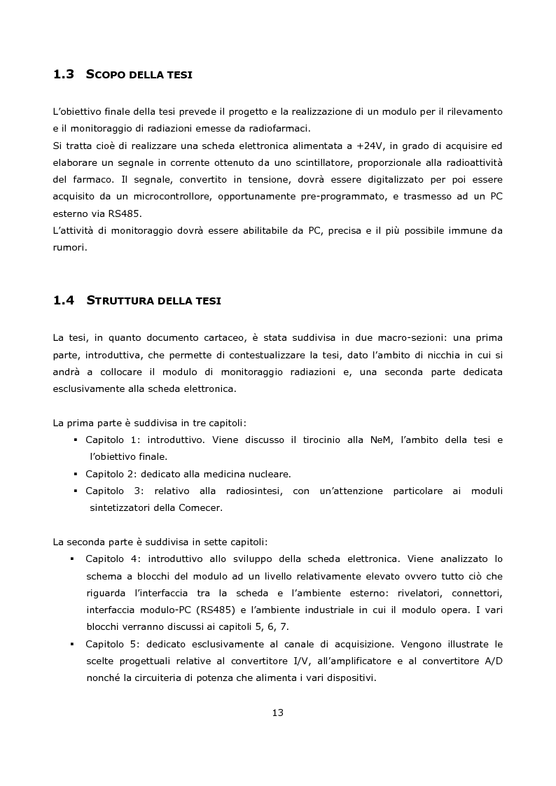 Anteprima della tesi: Progetto e realizzazione prototipale di una scheda elettronica per la misura di radioattività in moduli per la sintesi di radiofarmaci per la medicina nucleare, Pagina 3