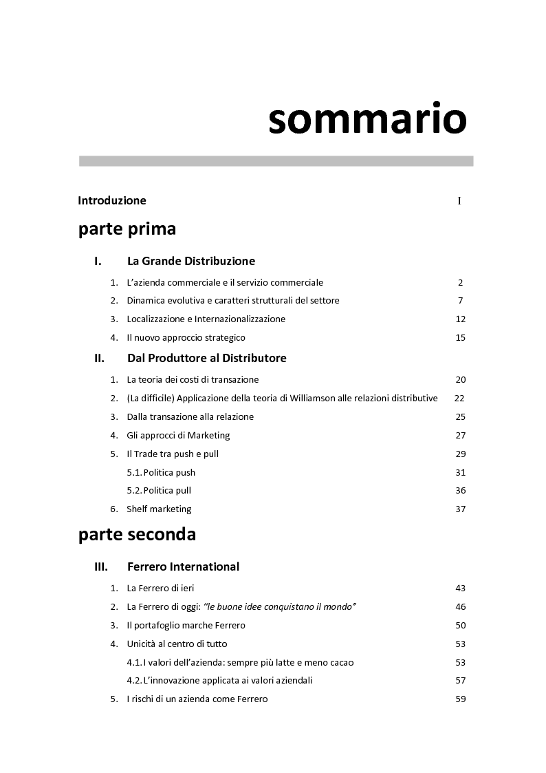 Indice della tesi: Da un'innovazione di prodotto ad una distribuzione innovativa: l'out of shelf di Ferrero Gran Soleil, Pagina 1