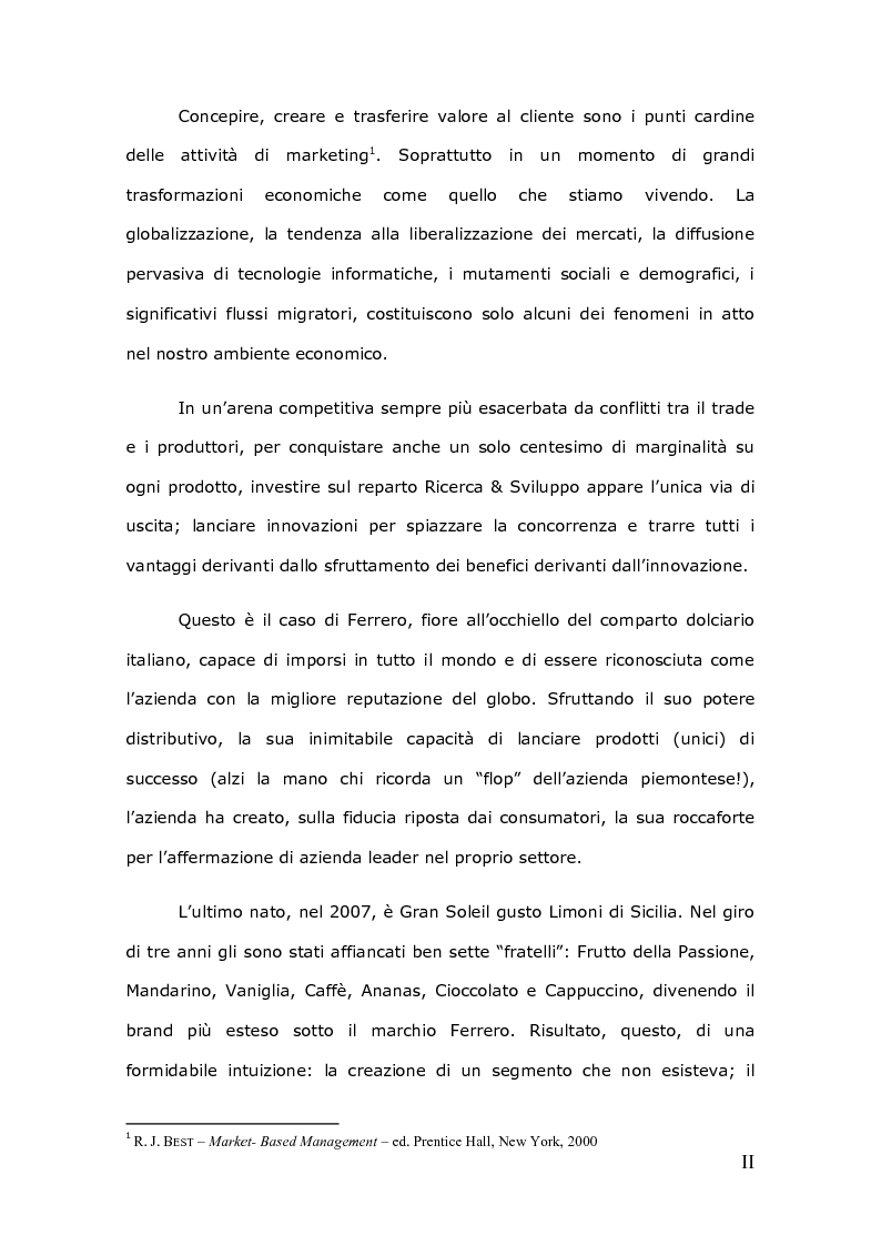 Anteprima della tesi: Da un'innovazione di prodotto ad una distribuzione innovativa: l'out of shelf di Ferrero Gran Soleil, Pagina 2