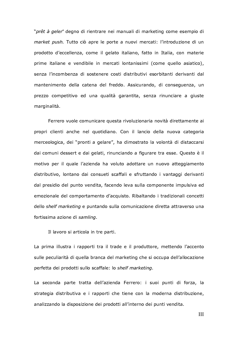 Anteprima della tesi: Da un'innovazione di prodotto ad una distribuzione innovativa: l'out of shelf di Ferrero Gran Soleil, Pagina 3