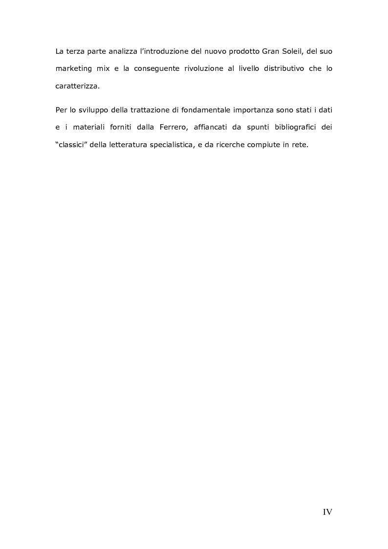 Anteprima della tesi: Da un'innovazione di prodotto ad una distribuzione innovativa: l'out of shelf di Ferrero Gran Soleil, Pagina 4