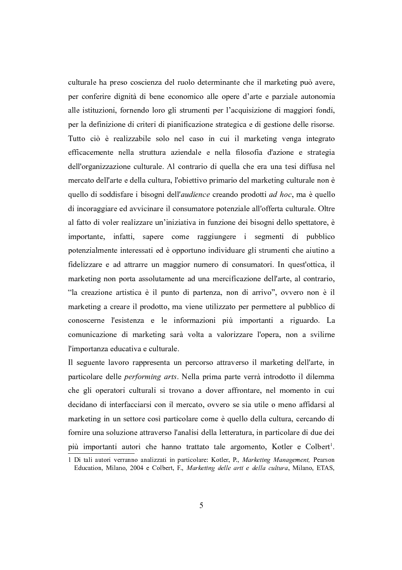 Anteprima della tesi: Performing arts marketing e management, Pagina 2