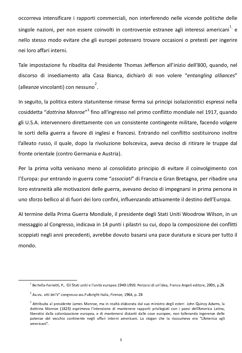 Anteprima della tesi: La Risoluzione Fulbright per gli Stati Uniti d'Europa. La visione americana dell'Europa dopo il secondo conflitto mondiale, Pagina 3